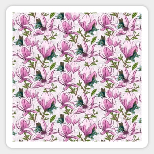 Magnolia And Butterflies Pattern Sticker